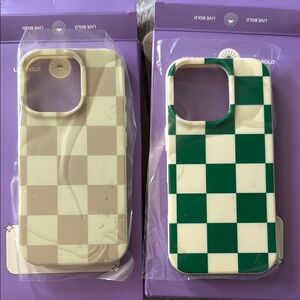 Green and Cream Checkerboard iPhone Case Modern Design